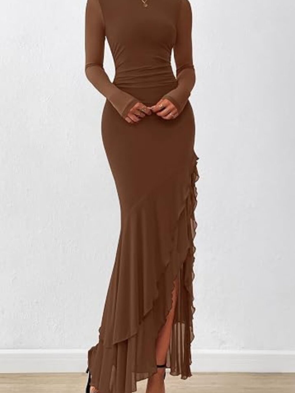 Women's Maxi Dresses Fall 2026 Long Sleeve Wedding Guest Dress
